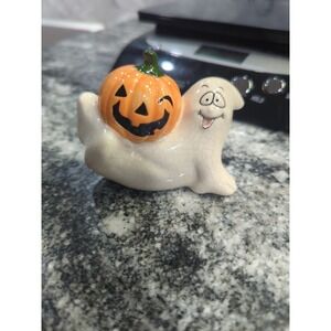 Vintage Silly Goofy Ghost & Jack O Lantern Figurine  Halloween
